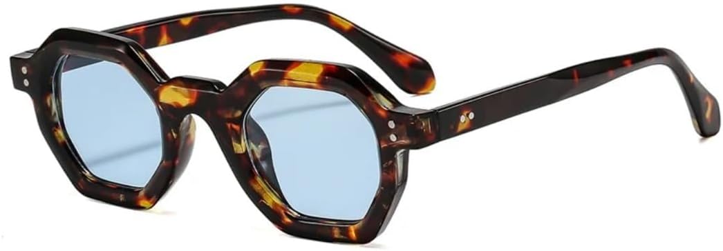 

Солнцезащитные очки с защитой UV400 | Маленькие заклепки, леопардовый принт, синий | для женщин и мужчин, для занятий спортом на открытом воздухе и вождения LXLHWN, Leopard Blue