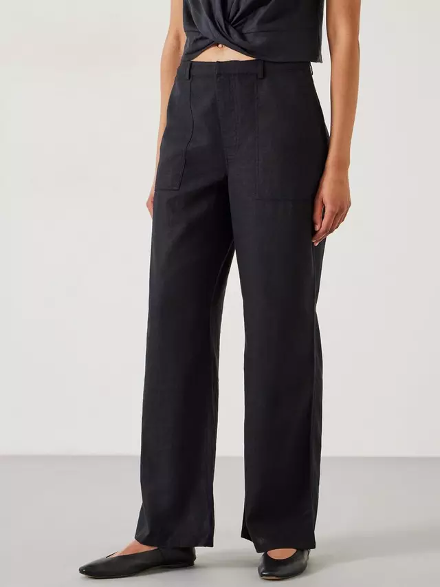 

Брюки HUSH Raye Linen Blend Straight Leg, черный
