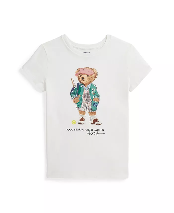 

Футболка Polo Bear для девушек больших размеров Polo Ralph Lauren, слоновая кость/кремовый