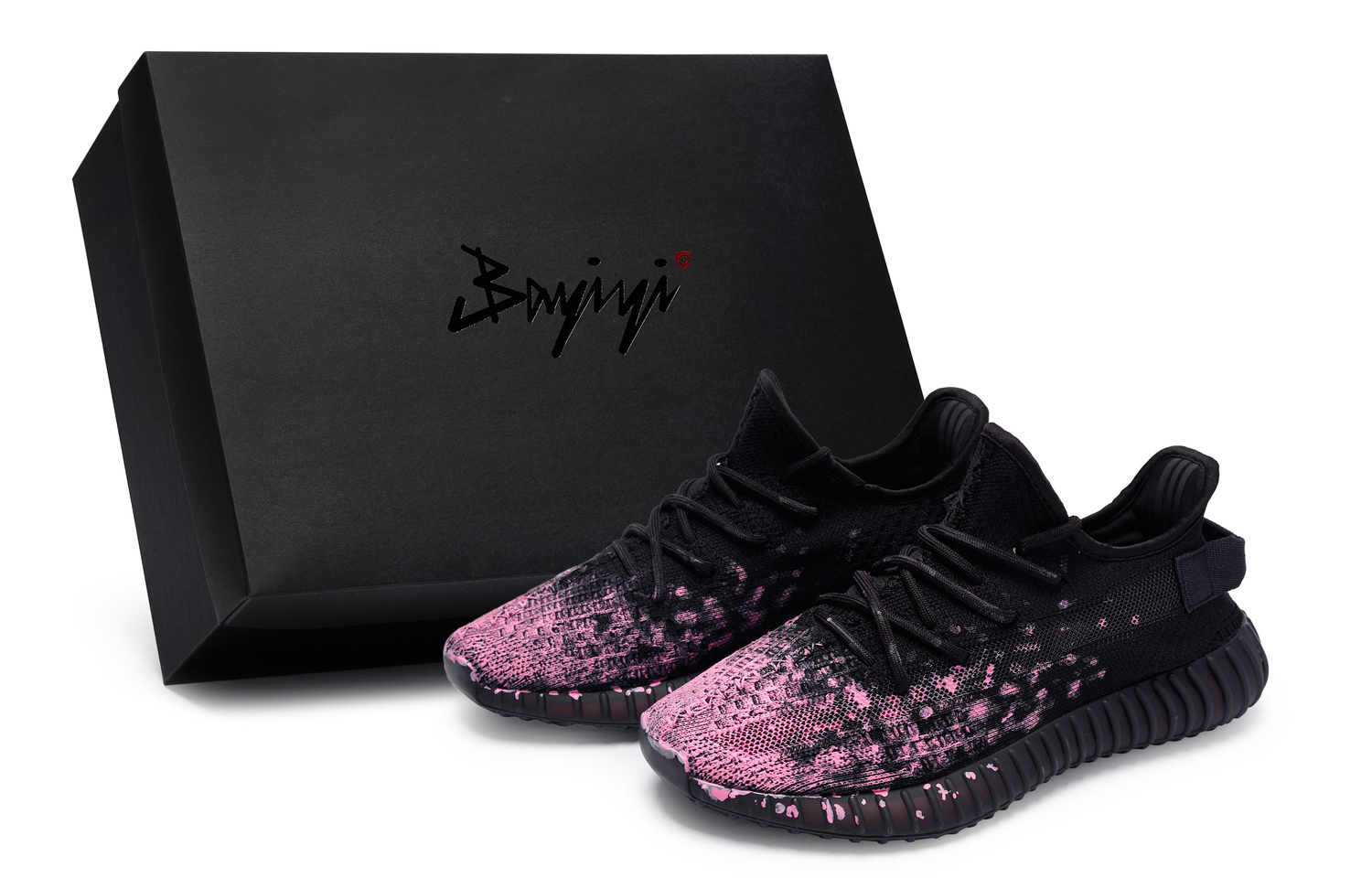 Yeezy Boost 350 V2 Повседневные кроссовки Unisex Низкие Розово-красные Adidas Originals, Черный Розово-красный