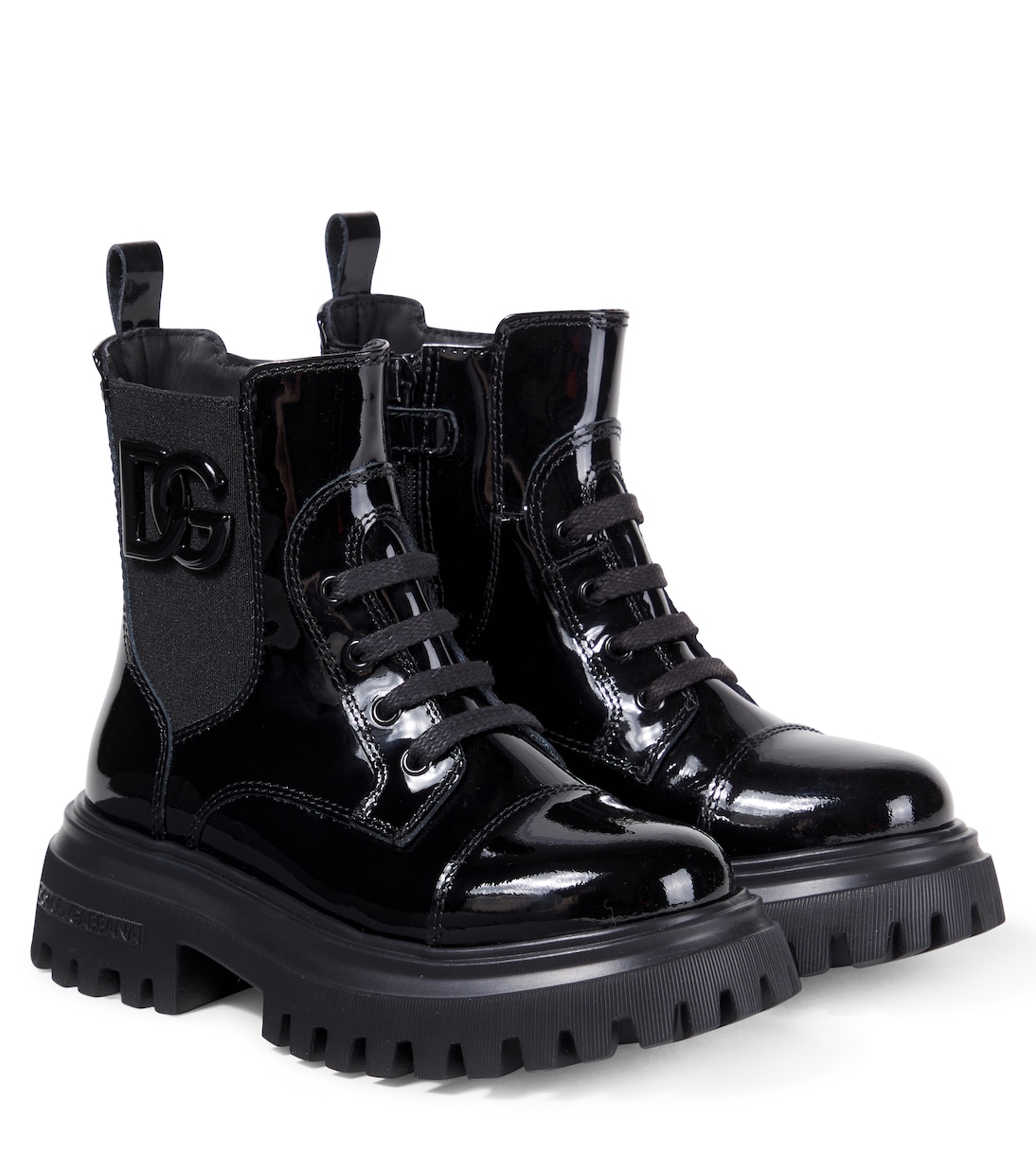 

DG лаковые армейские ботинки Dolce&Gabbana Kids, черный
