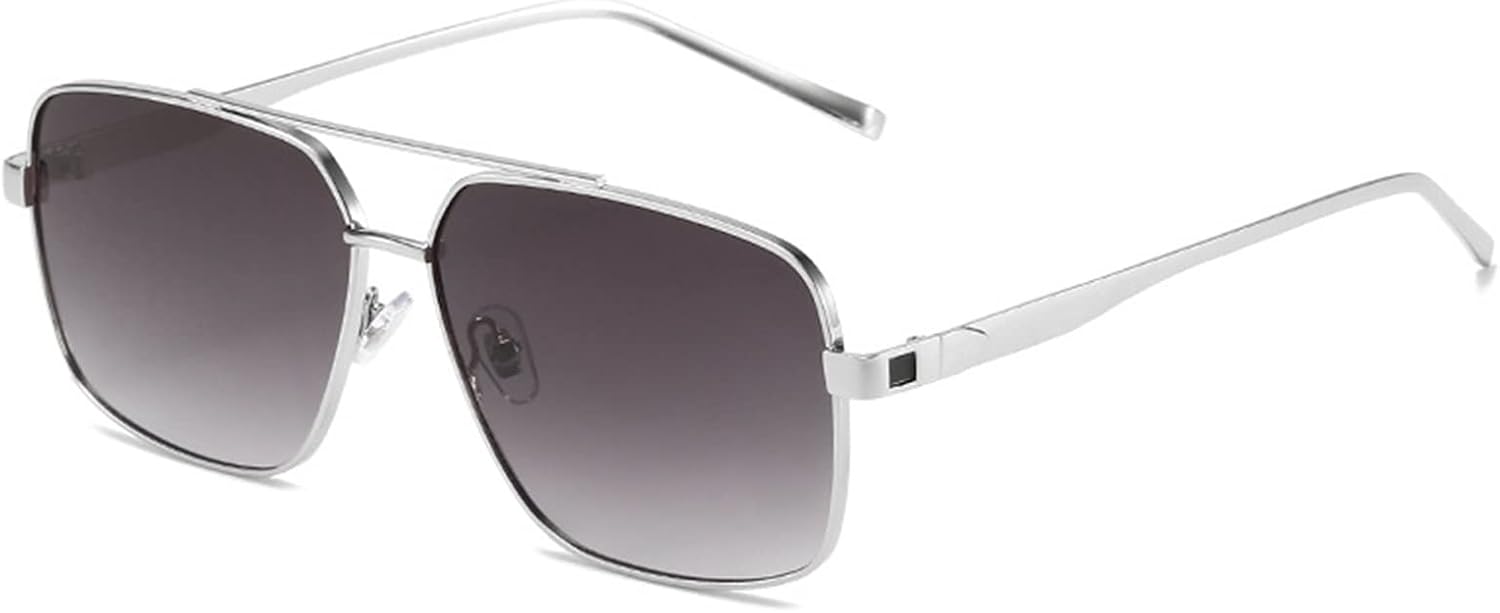 

Квадратные металлические солнцезащитные очки большого размера для мужчин и женщин, для активного отдыха, вождения, модные солнцезащитные очки с защитой от УФ-излучения UV400, подарок (Цвет: B, Размер: 1) EkeNoz, B