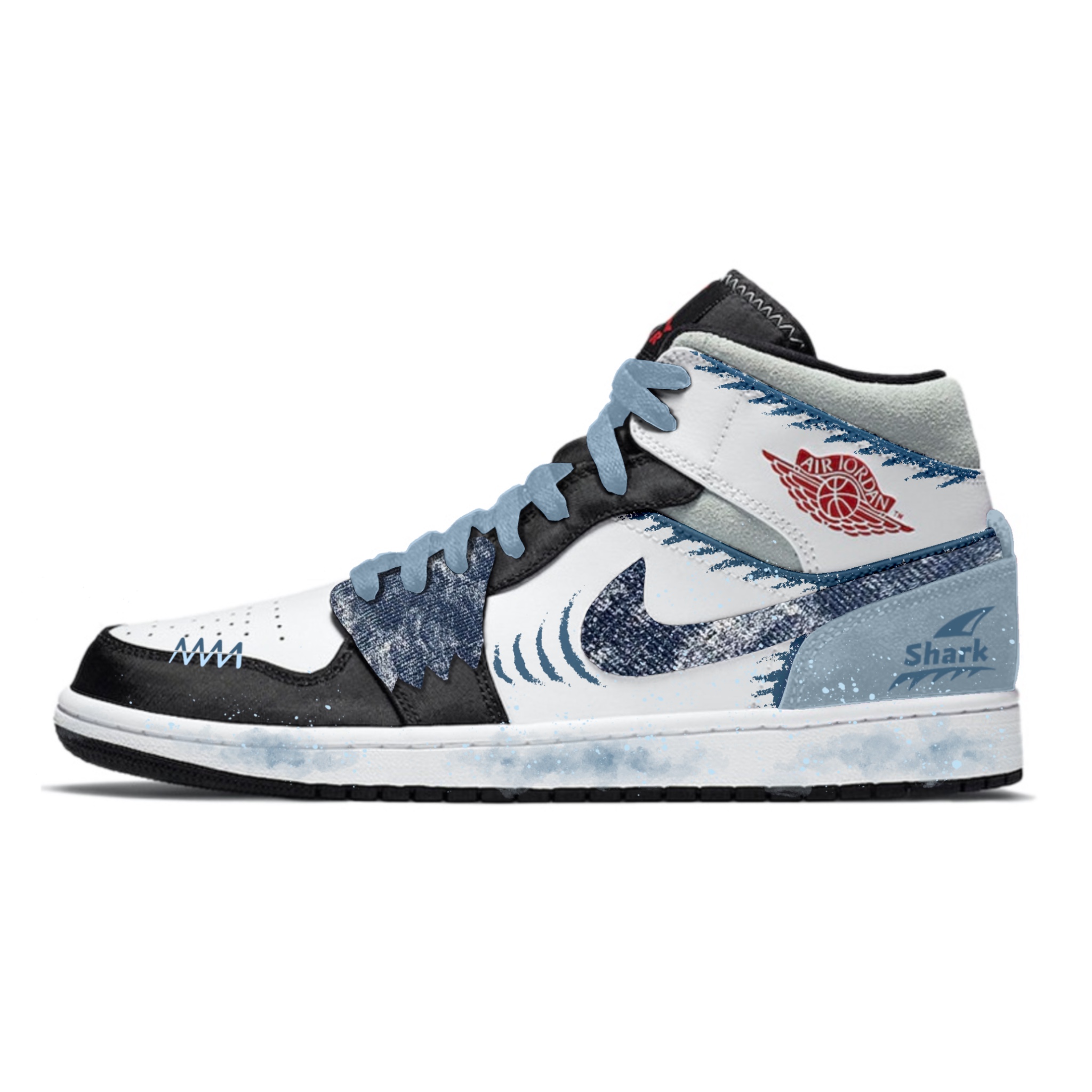 

Jordan Air 1 Deep Sea Secret Realm устойчивые к истиранию мид-топ винтажные баскетбольные кроссовки мужские черно-синие, цвет Black Blue