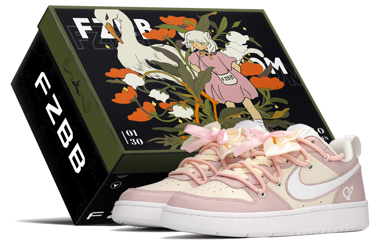 

Кроссовки Nike Court Borough Skateboarding Shoes Women's Low-top Beige/Pink, розовый