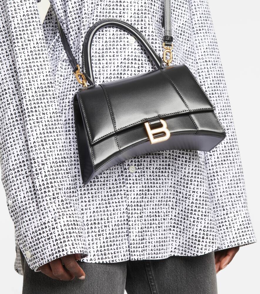 Маленькая кожаная сумка через плечо Hourglass Balenciaga, черный — фото 2