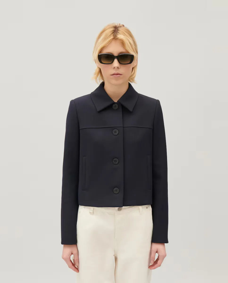 

Женская куртка с рубашечным воротником и застежкой на пуговицы Claudie Pierlot, темно-синий