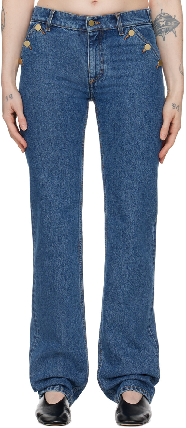 

Синие классические прямые джинсы Filippa K