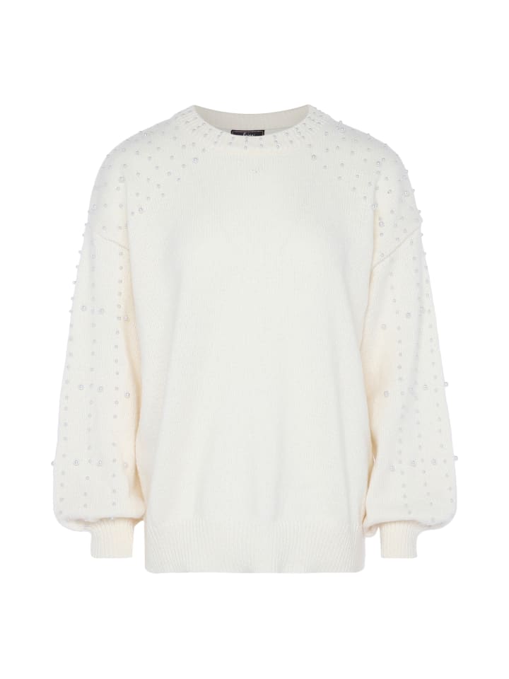 

Женский свитер с жемчугом в кремово-белом цвете faina