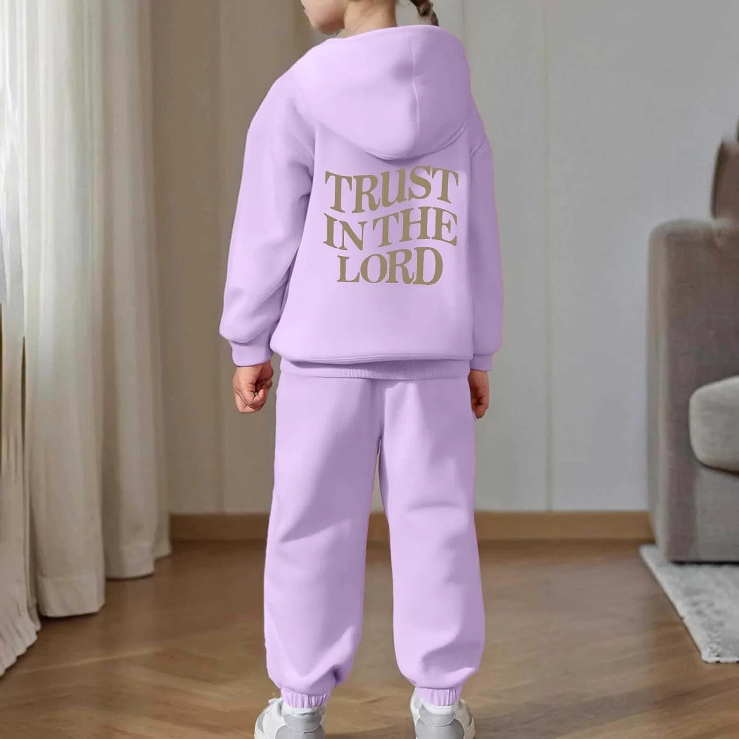 Детский спортивный костюм с принтом Trust in the Lord Jesus, фиолетовый — фото 2