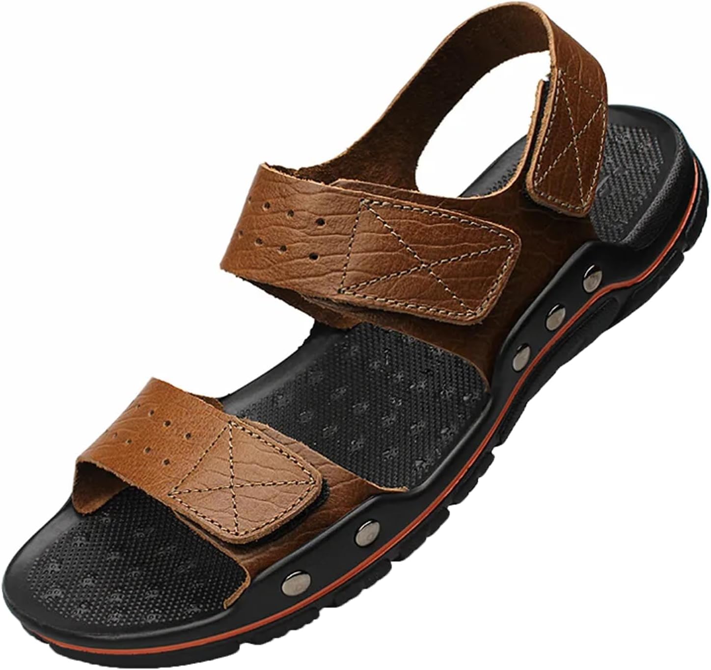 

Мужские дышащие сандалии Летние кожаные сандалии Generic, хаки