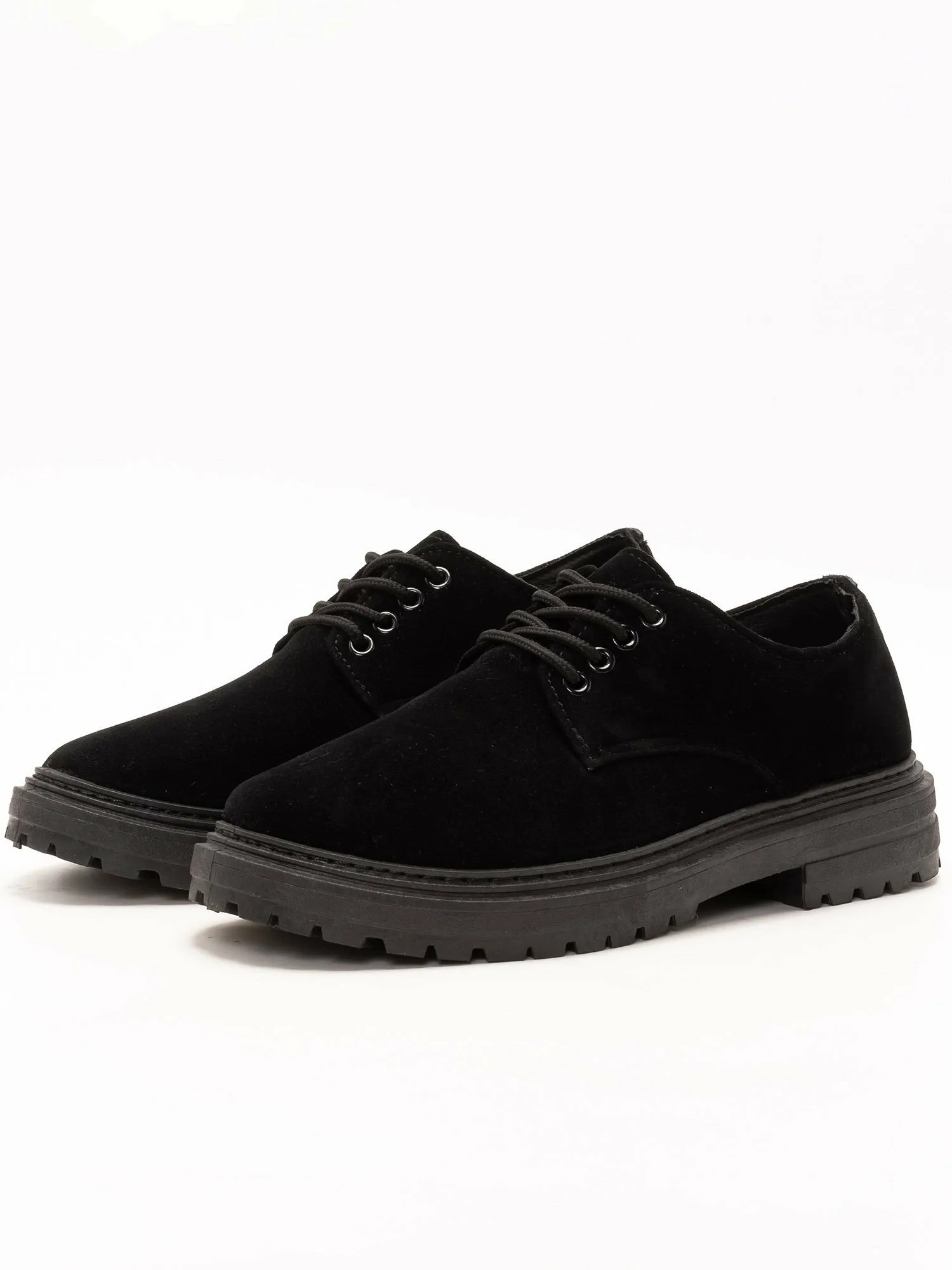 Туфли на платформе с четырьмя отверстиями и шнуровкой SVEC, Black suede — фото 3