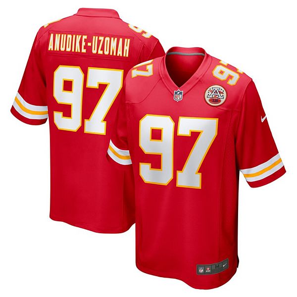 

Мужская игровая футболка felix anudike-uzomah red kansas city chiefs 2023 nfl draft first round pick Nike