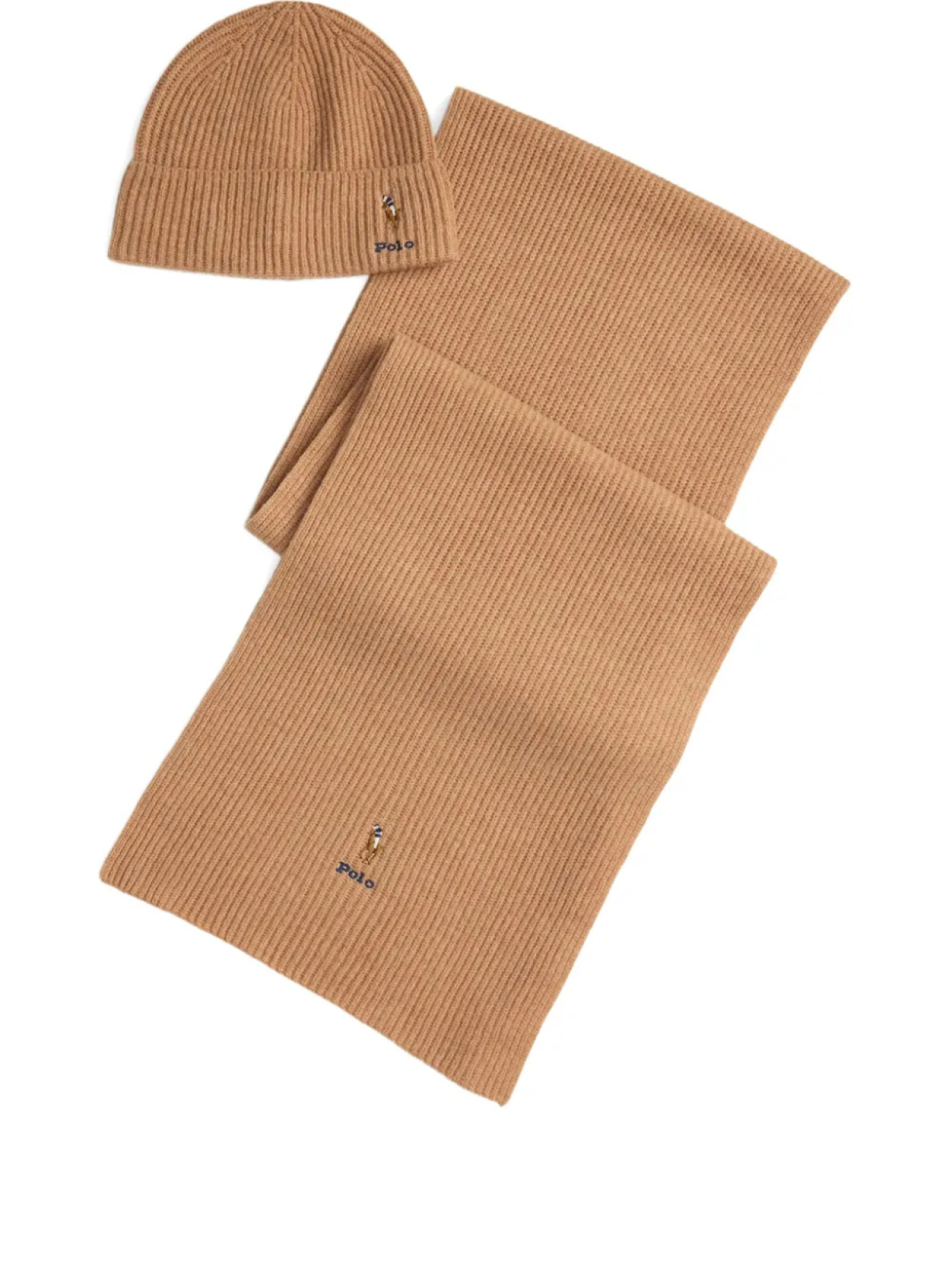 

Комплект из ребристого шарфа и шапки Polo Ralph Lauren, коричневый
