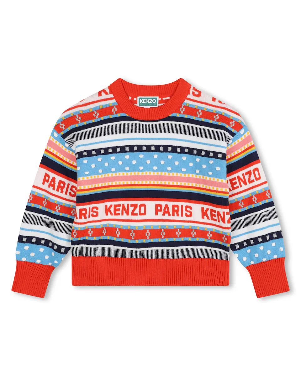 

Разноцветный свитер для девочки с круглым вырезом Kenzo Kids