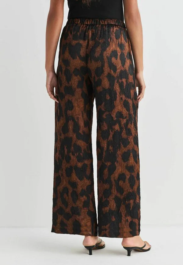 Широкие брюки мятой ткани, укороченного кроя. Next, Brown Animal Print — фото 3