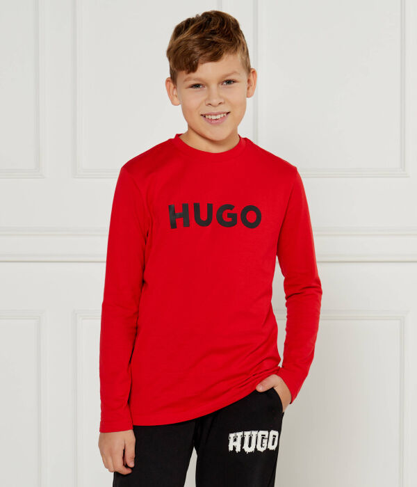 

Лонгслив детский Hugo Kids хлопковый, красный
