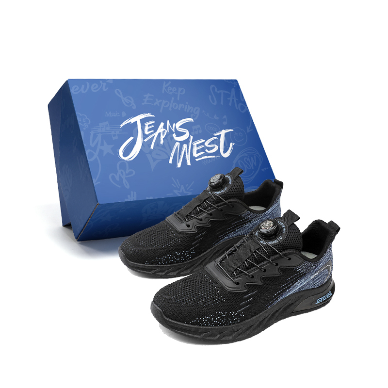 

JEANSWEST Ударопрочные легкие дышащие нескользящие повседневные туфли мужские черные, цвет Black