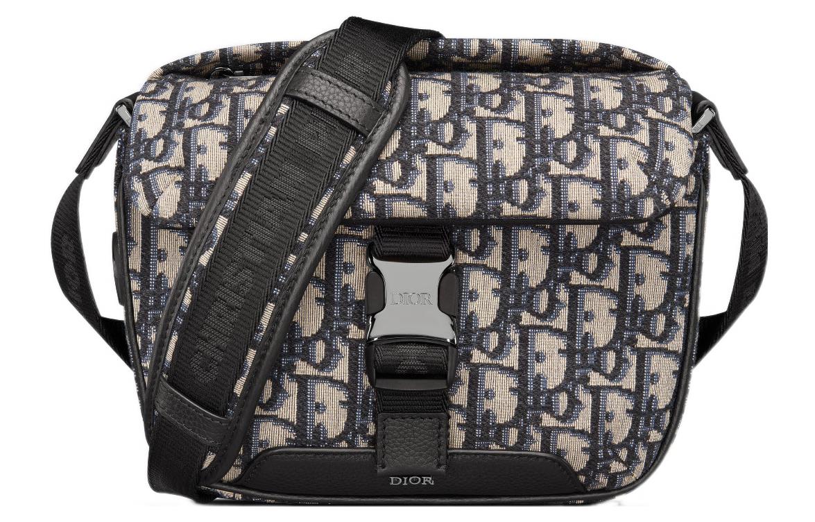 

DIOR Сумка-мессенджер Explorer Oblique Print с кожаной вставкой, через плечо, клатч, мужская, black/beige