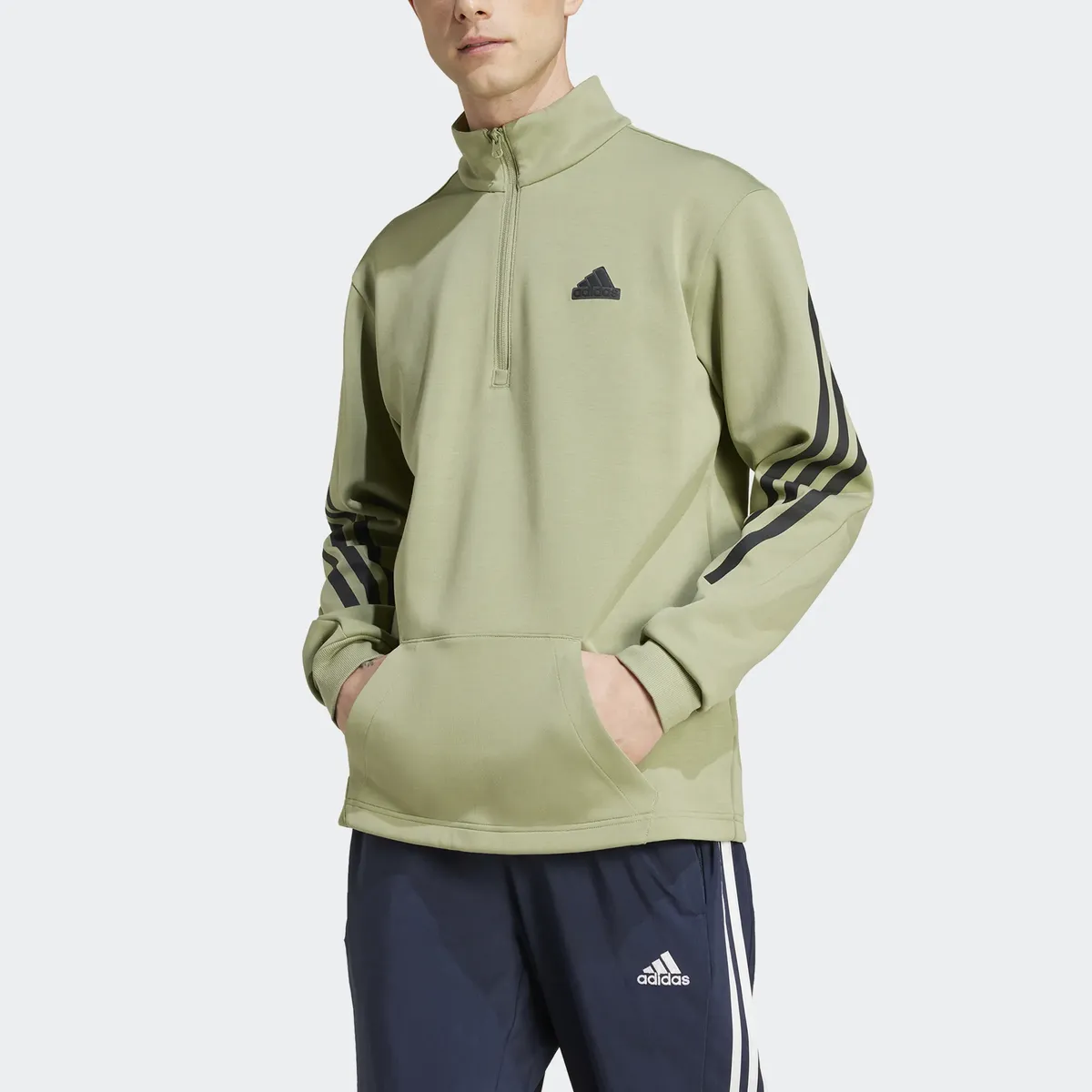 Свитер с высоким воротником Adidas Sportswear "M FI 3S HALFZIP", зеленый — фото 2