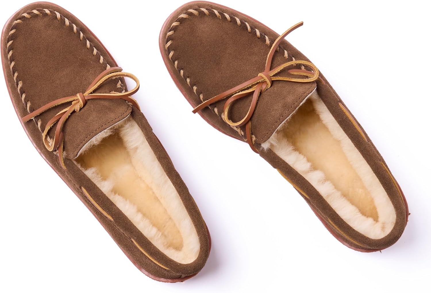Мужские мокасины Minnetonka с жесткой подошвой из овчины, коричневый — фото 2