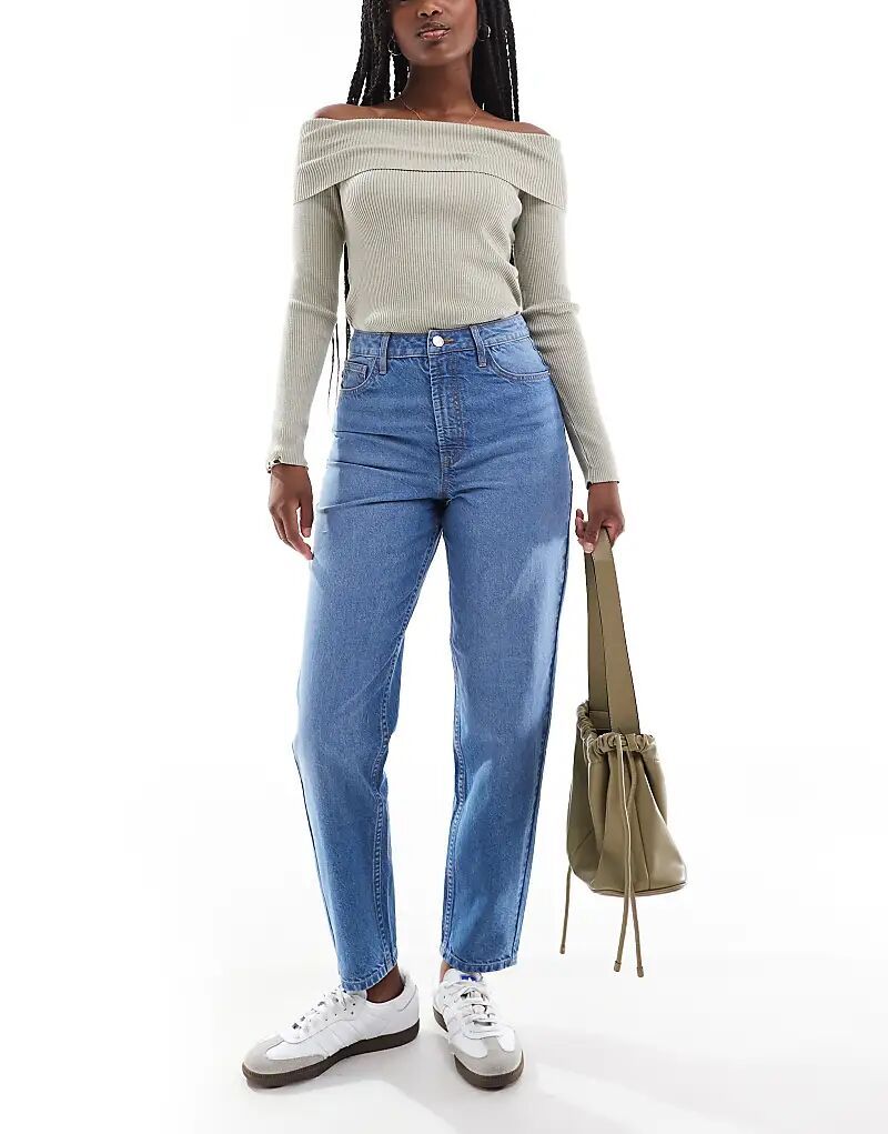 

Джинсы mom с высокой талией в средне-синем цвете Miss Selfridge