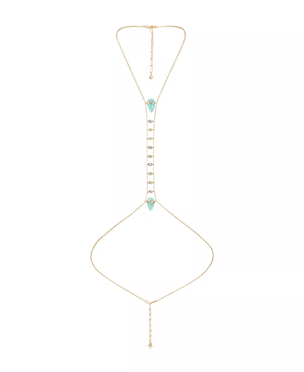 

Цепочка для тела «Солнцестояние» бирюзового цвета Ettika, gold
