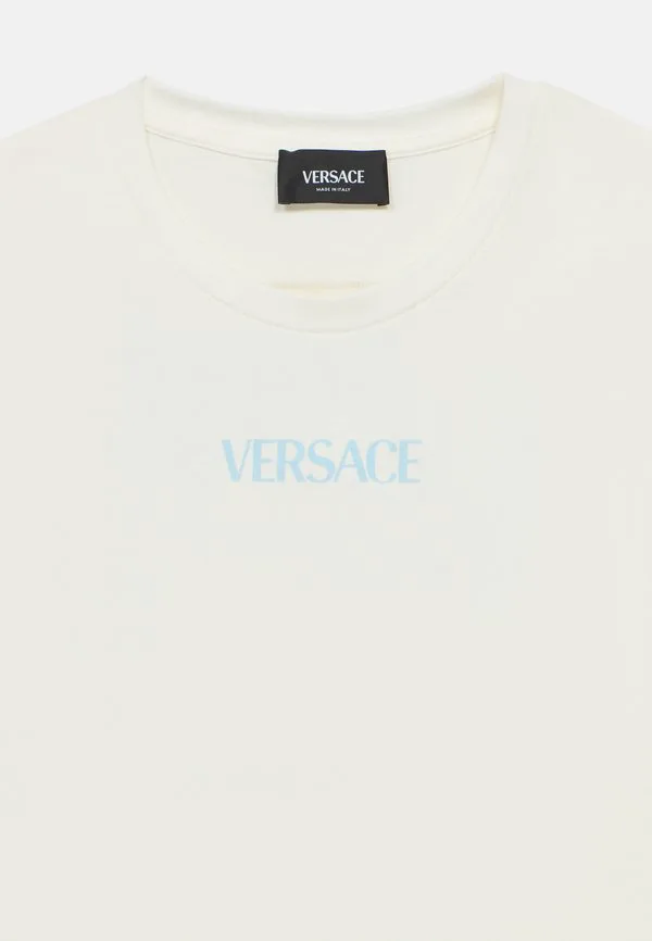 Футболка унисекс с принтом logo barocco ramadan Versace, Bianco/Giallo/Azzurro — фото 3
