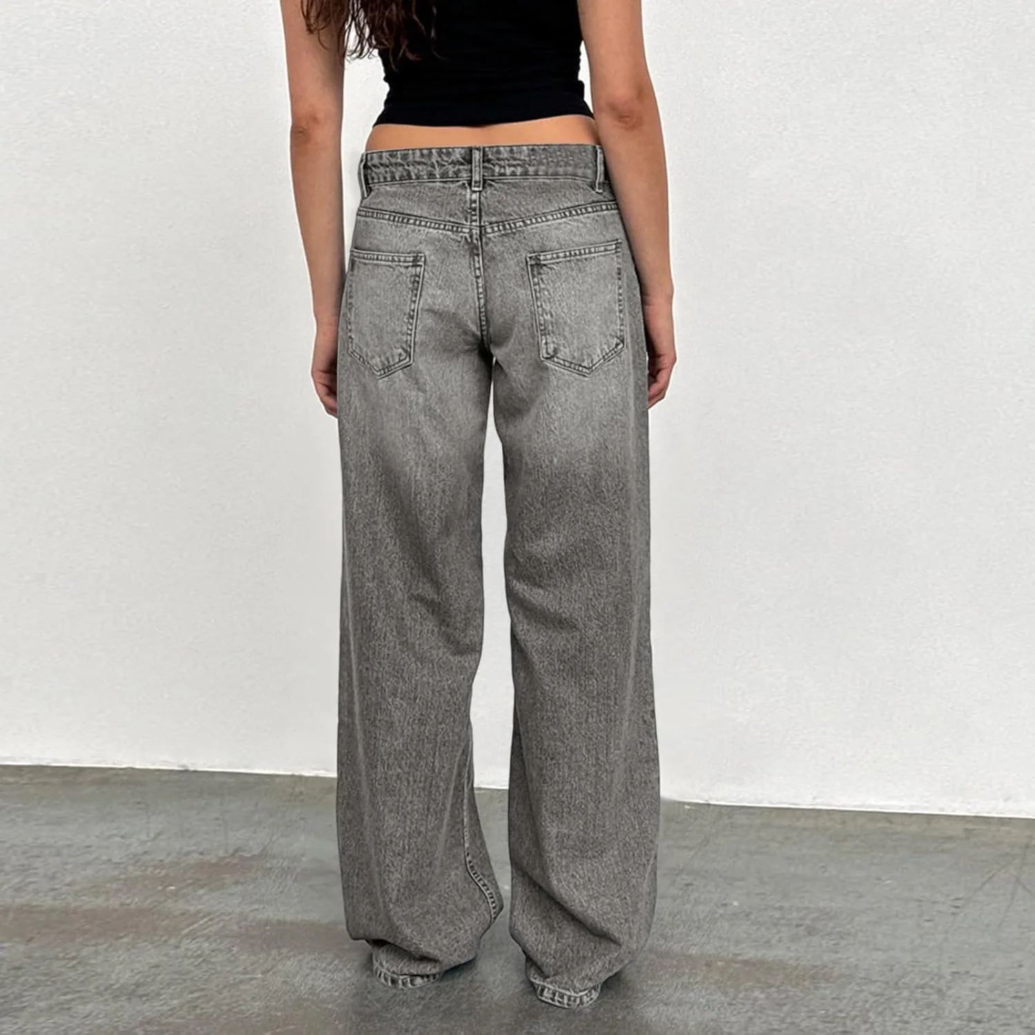 Широкие джинсы женские Casual Stretchy High Waisted с карманами — фото 3