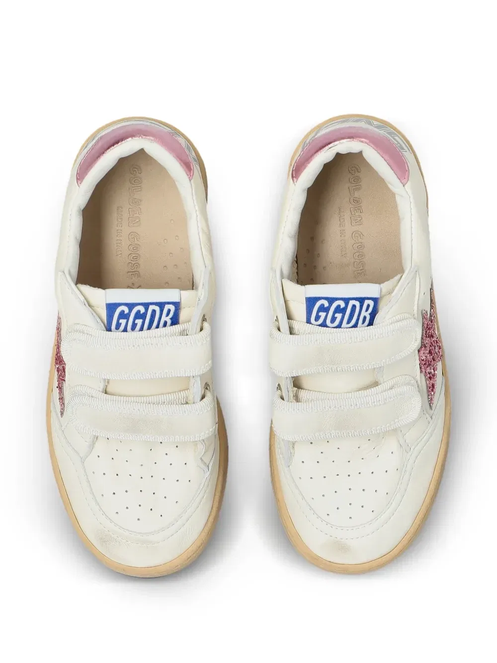 Кроссовки Ball Star с блестящими звездами Golden Goose Kids, белый — фото 4