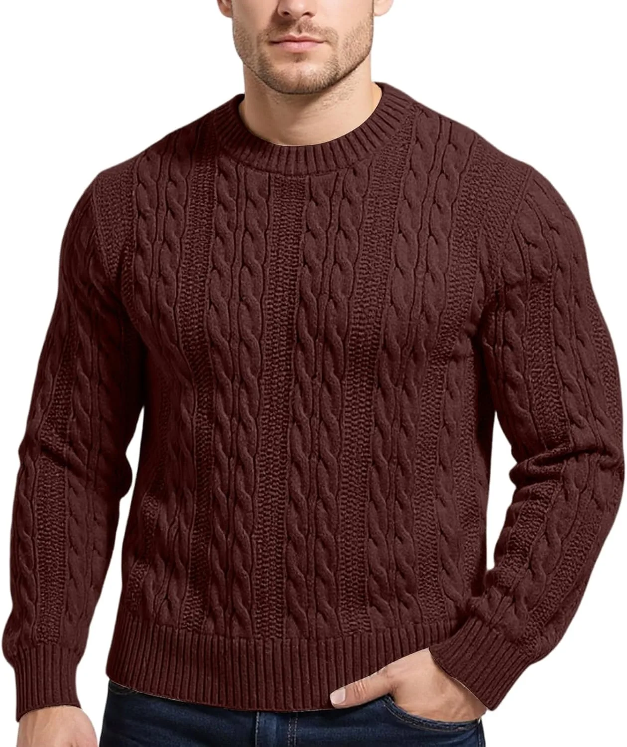 

Мужской свитер классический вязаный дизайн пуловер