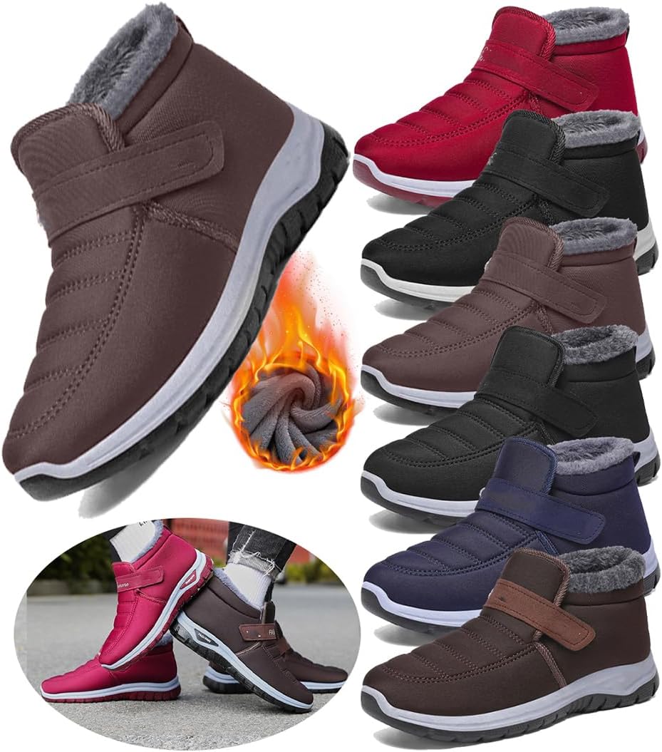 

Женские зимние ботинки черного цвета с теплым мехом, на липучке, короткие снегоступы, удобные и водонепроницаемые; мужские зимние ботинки водонепроницаемые; модная зимняя обувь для максимального комфорта Generic