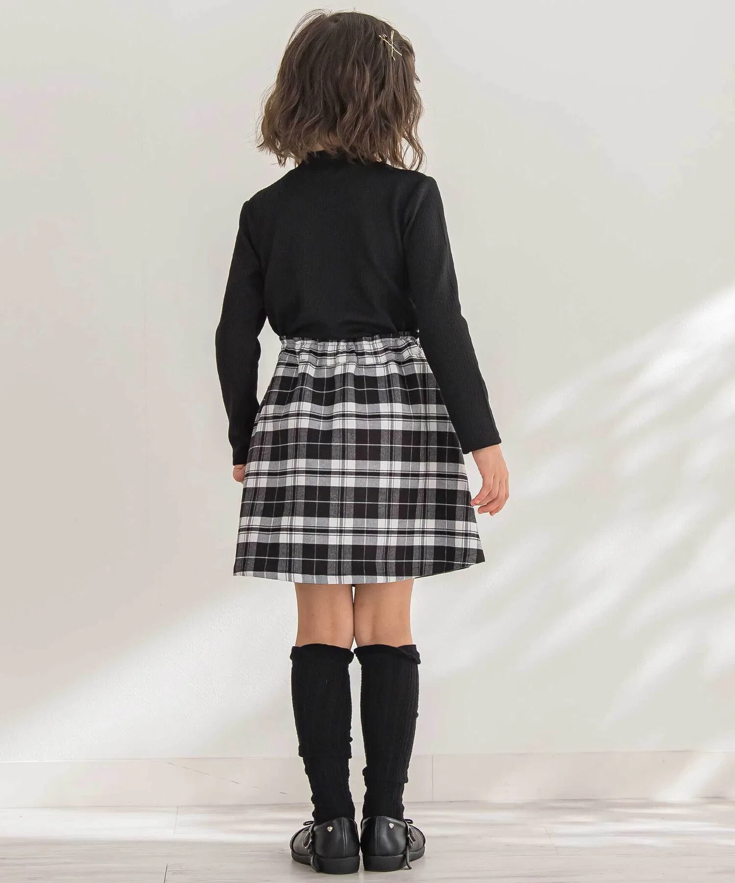 Детская клетчатая юбка BeBe Petits Pois Vert чёрная — фото 4