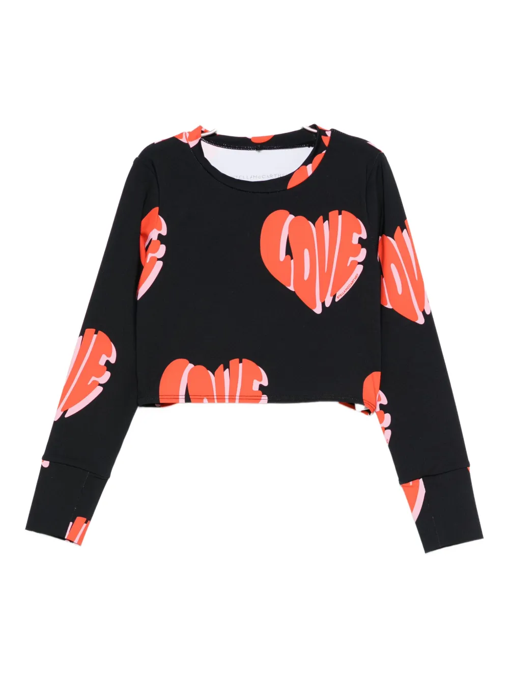 

Топ с длинными рукавами и принтом в виде сердца Stella McCartney Kids, черный
