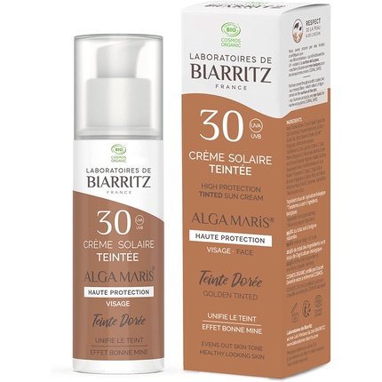

Солнцезащитный крем Algamaris Tinted Face Light SPF30, сертифицированный органический Alga Maris