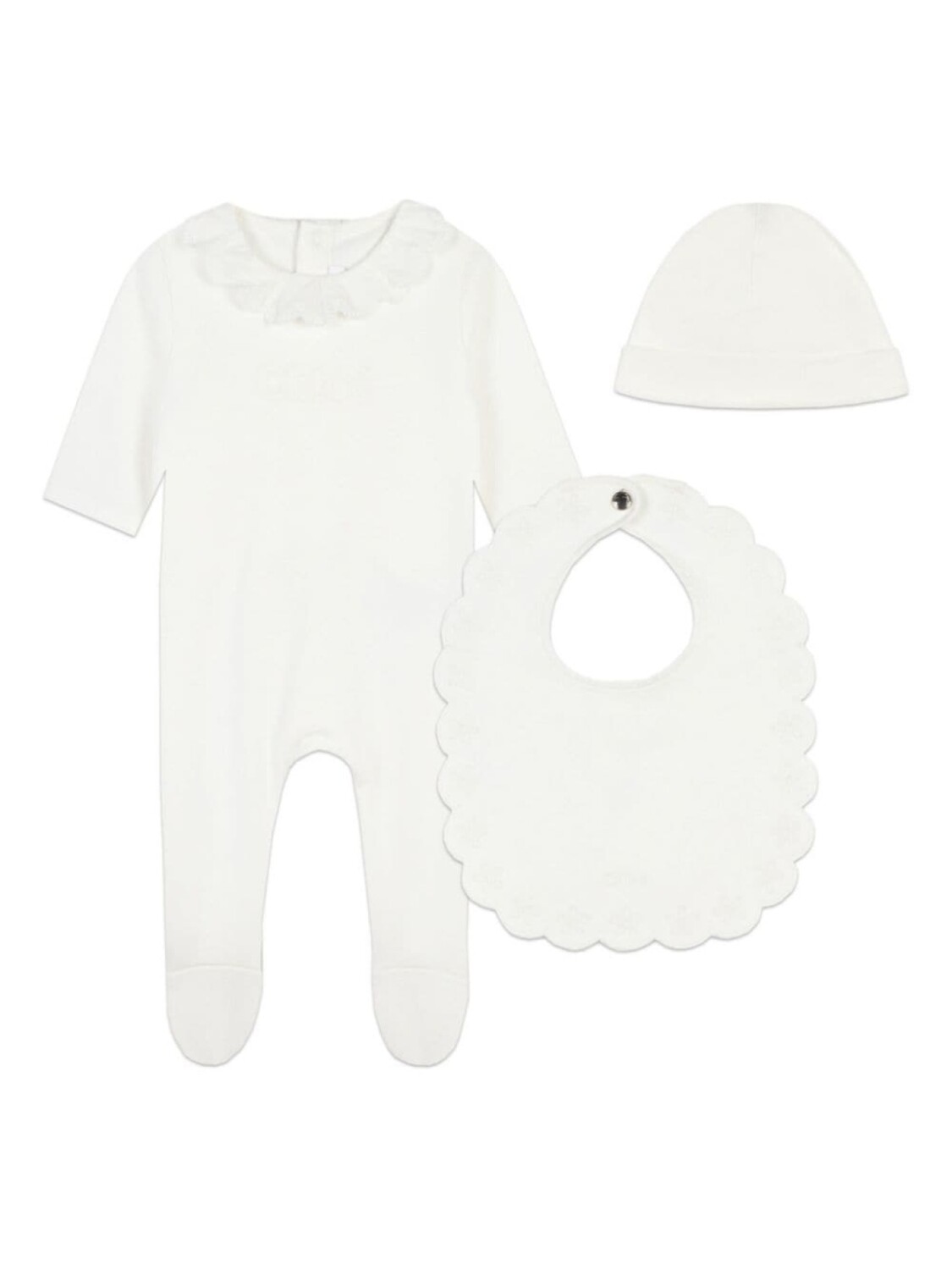 

Chloé Kids комплект из комбинезона и шапки с нагрудником, белый