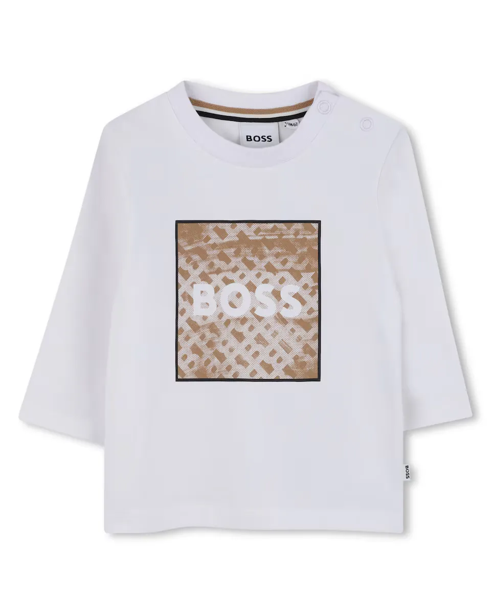 

Детская хлопковая футболка для мальчика BOSS Kidswear, белый