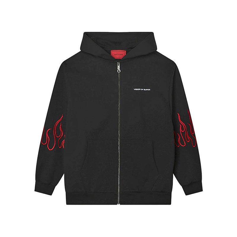 

Капюшон с молнией, свободный кэжуал-коат свитшот unisex Vision Of Super, черный