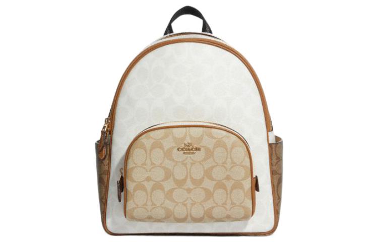 

COACH Рюкзак Court Coated Canvas с отделкой из галечной кожи, женский, белый, хаки, коричневый