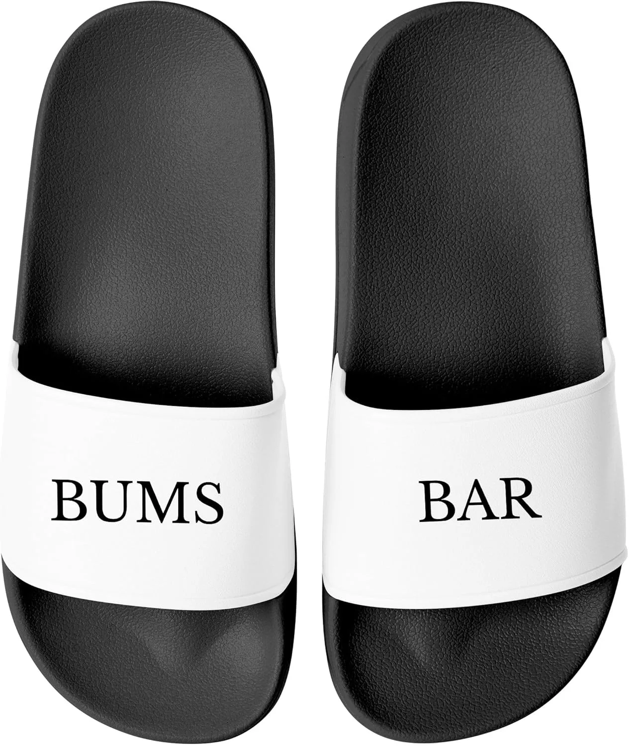 Мужские шлепанцы MoonWorks с надписью "Bums BAR" - Гаджет для Майорки, фестивалей и мальчишников - Забавные шлепанцы для отдыха, черно-белые, размер 44