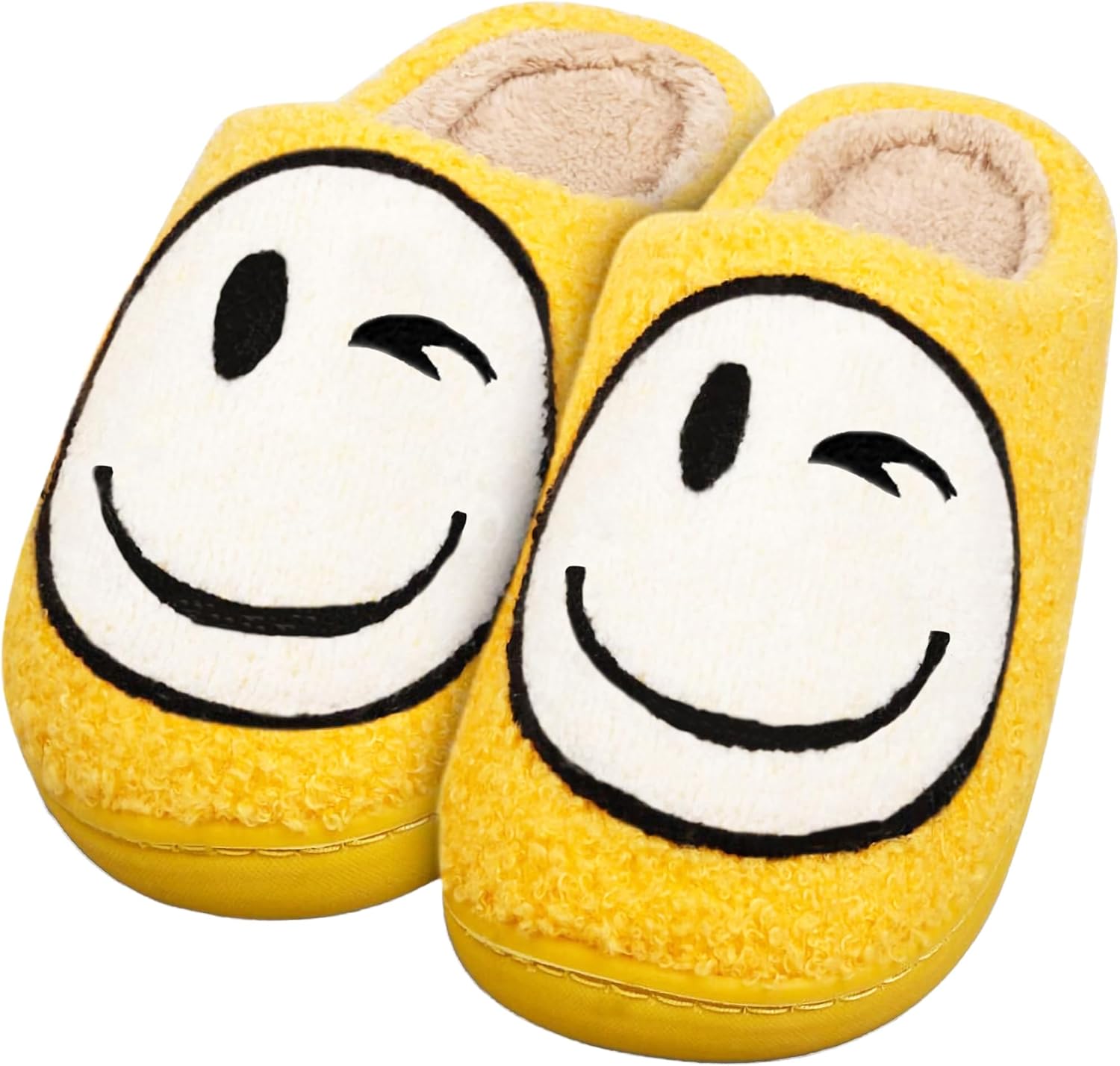 

Домашние тапочки на подкладке, теплые, пушистые, с мотивом улыбки, Miscloder, оранжевый