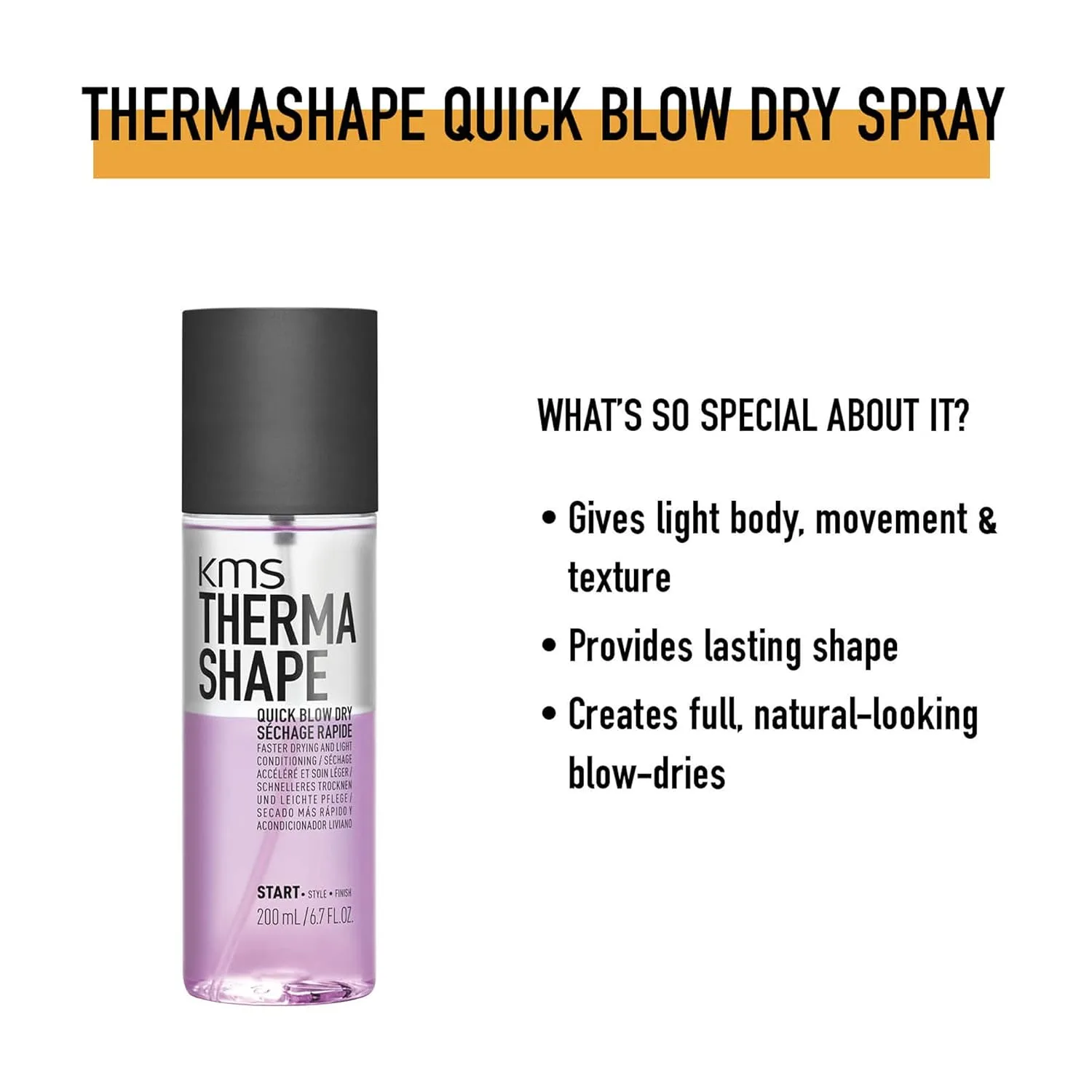 Спрей для быстрой сушки волос KMS THERMASHAPE для создания пышной, естественной укладки феном, 190 мл. — фото 2