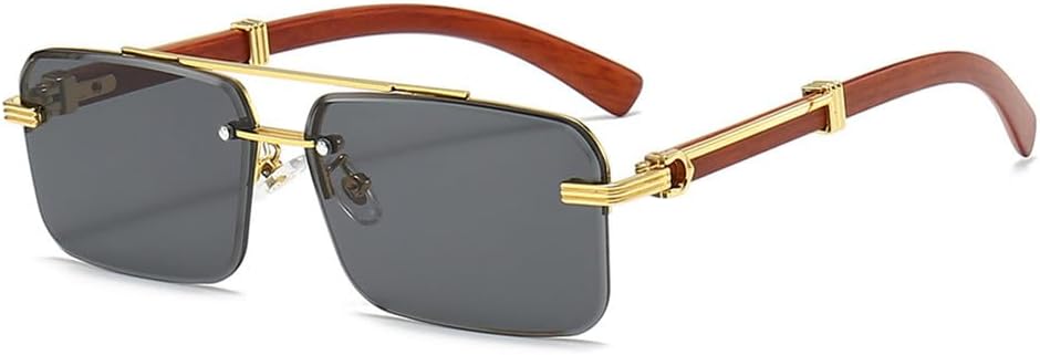 

Солнцезащитные очки без оправы квадратной формы с имитацией древесной текстуры для женщин и мужчин в стиле ретро, ​​дизайнерские очки с защитой от УФ-излучения UV400 UJNHGQ, Black