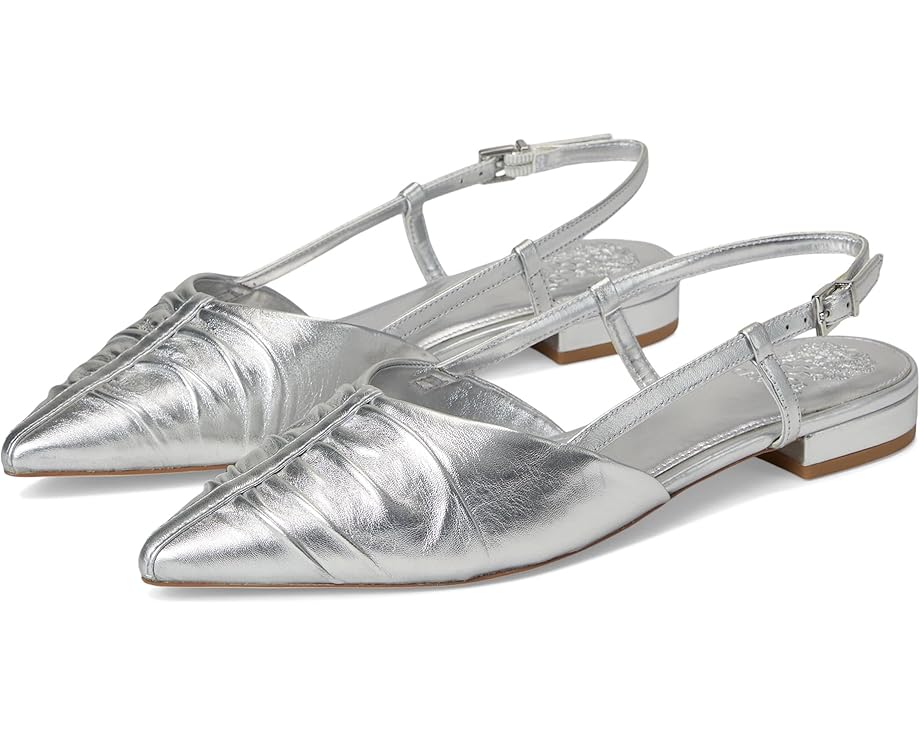 Балетки Vince Camuto Agnes Bunched Toe Slingback Flat Mules, цвет Lux Silver