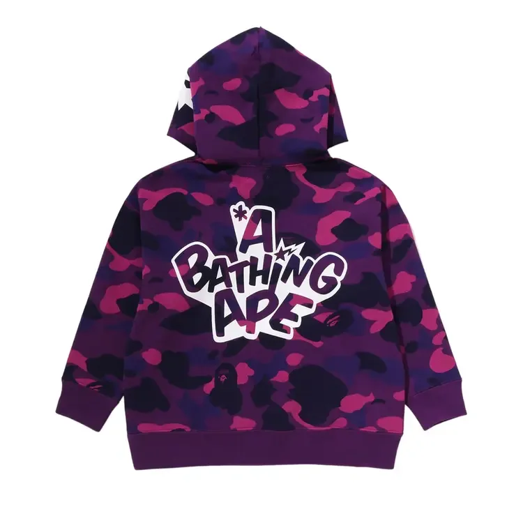 Детская толстовка BAPE Kids Color Camo Ape Head Relaxed Fit Pullover Hoodie 'Purple' — фото 2
