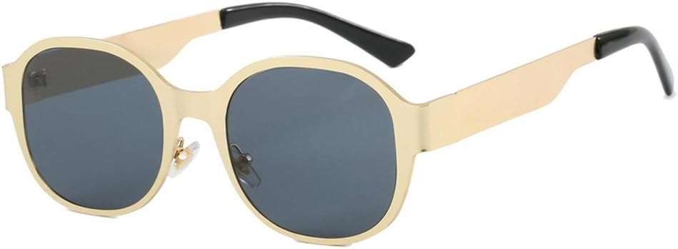 

Металлические ретро-солнцезащитные очки для женщин, модные, овальной формы, с защитой от УФ-излучения, зеркальные, стильные, повседневные, очки UV400 TKKTLLT, Goldgrey