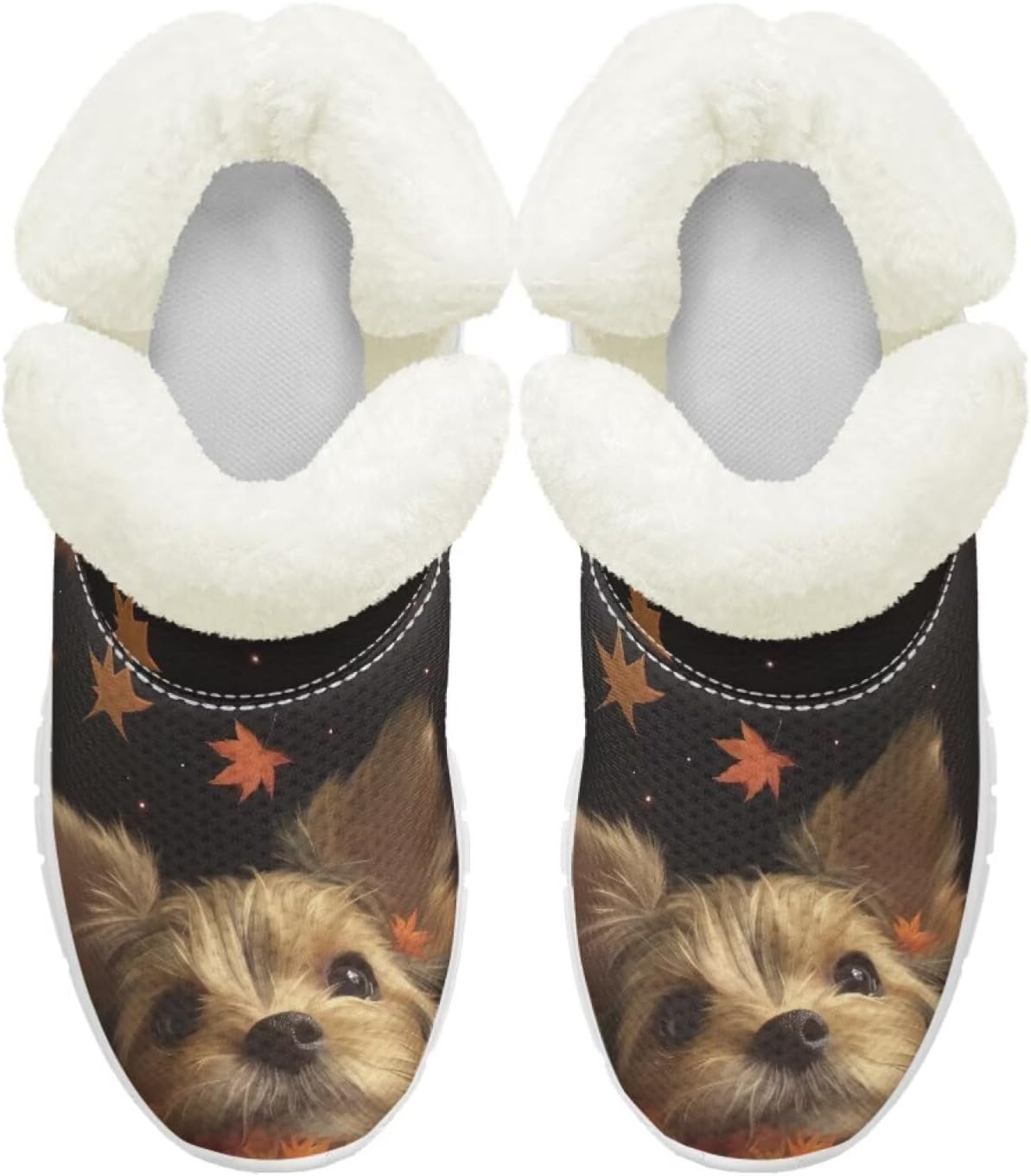 

Детские ботинки для девочек на зиму с меховой подкладкой, противоскользящие зимние ботинки для прогулок и бега, слипоны Pointodoor, Maple Leaf Dog