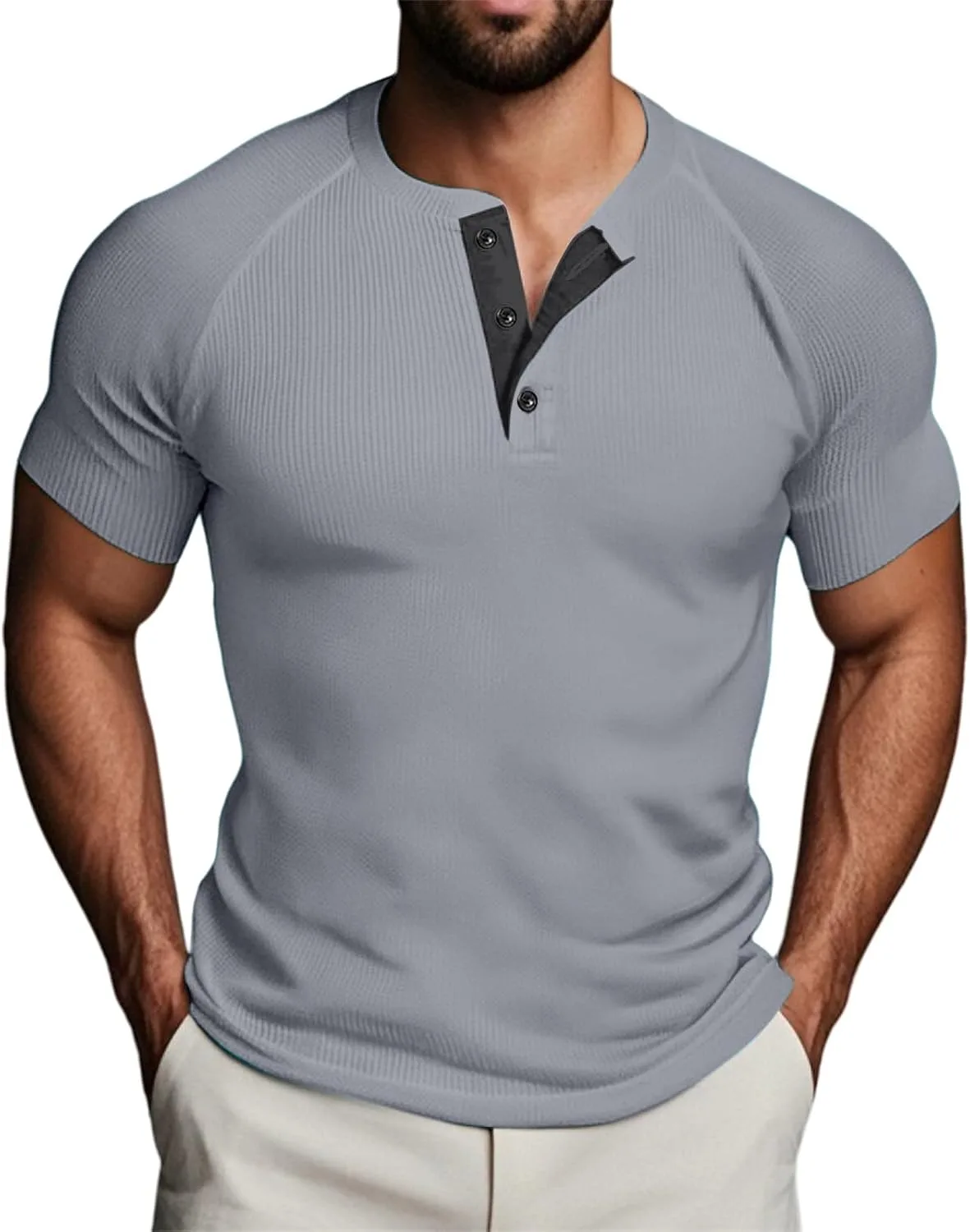 

Мужская футболка-поло с вафельной текстурой, короткий рукав, slim fit RSZGSWS