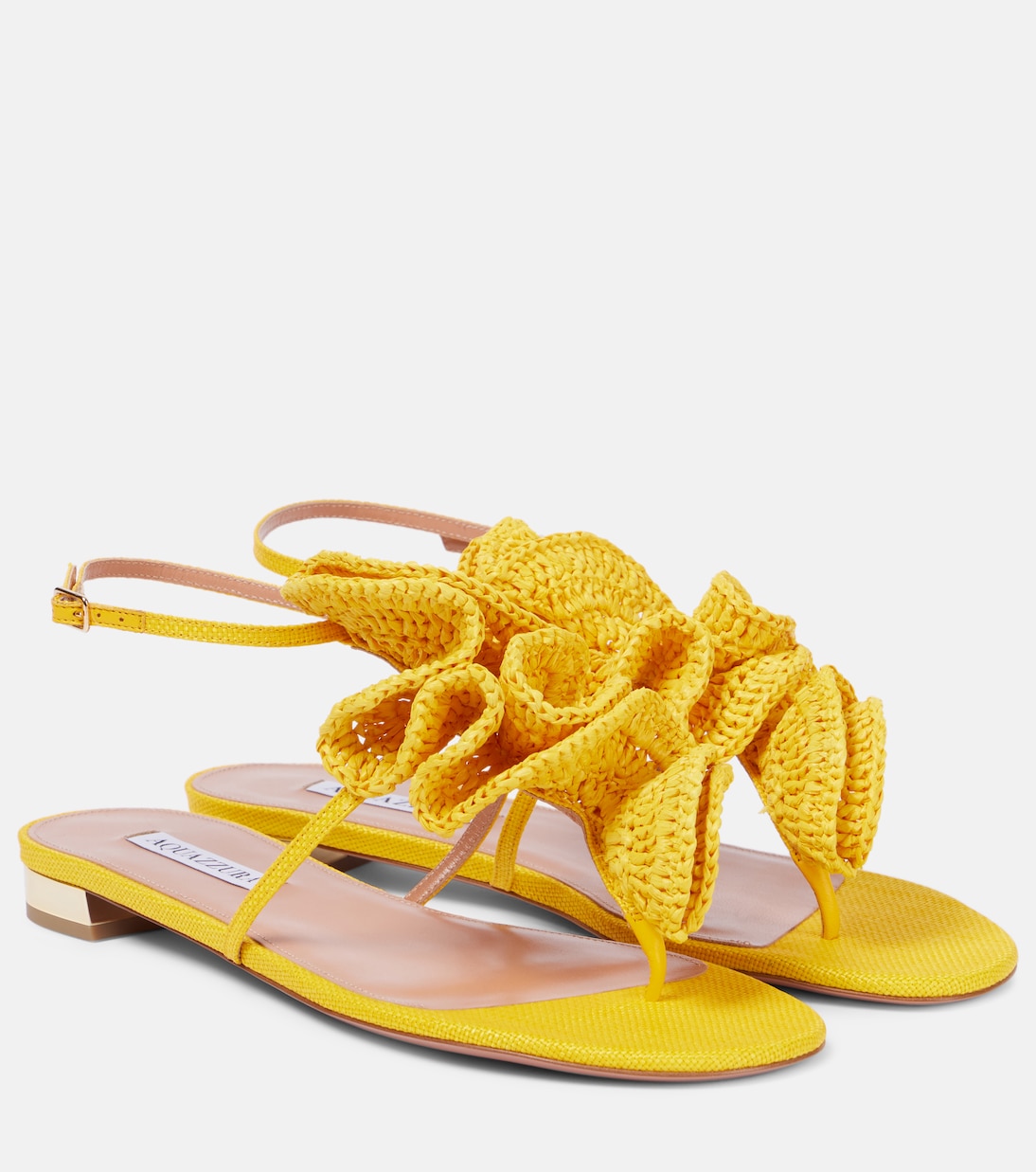 Тропические ночи сандалии-шлепанцы из рафии Aquazzura, Tuscan Sun