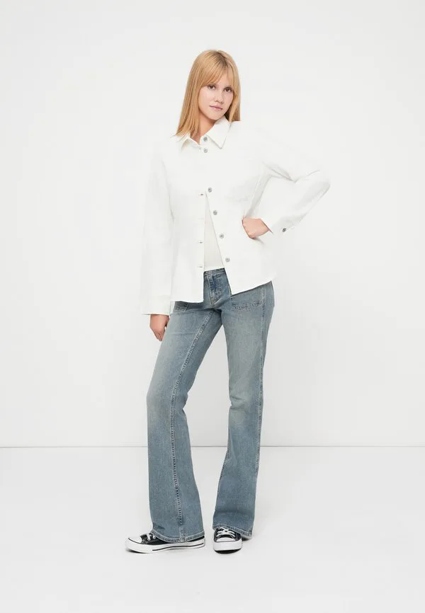 Длинная приталенная рубашка, блузка на пуговицах Gap, Winter White — фото 2