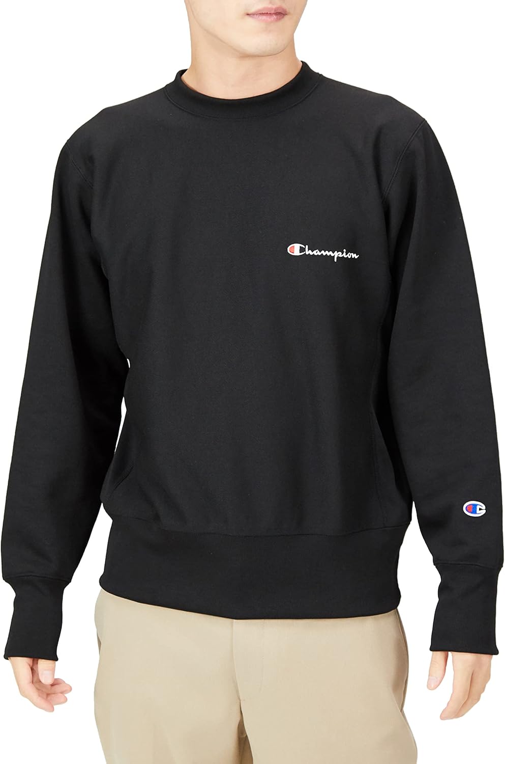 

Мужская толстовка Champion с длинными рукавами и круглым вырезом, с логотипом Script Logo, флис LWD Double Blend, легкая, теплая, быстросохнущая ткань с обратным плетением Reverse Weave, C3-W090, черный